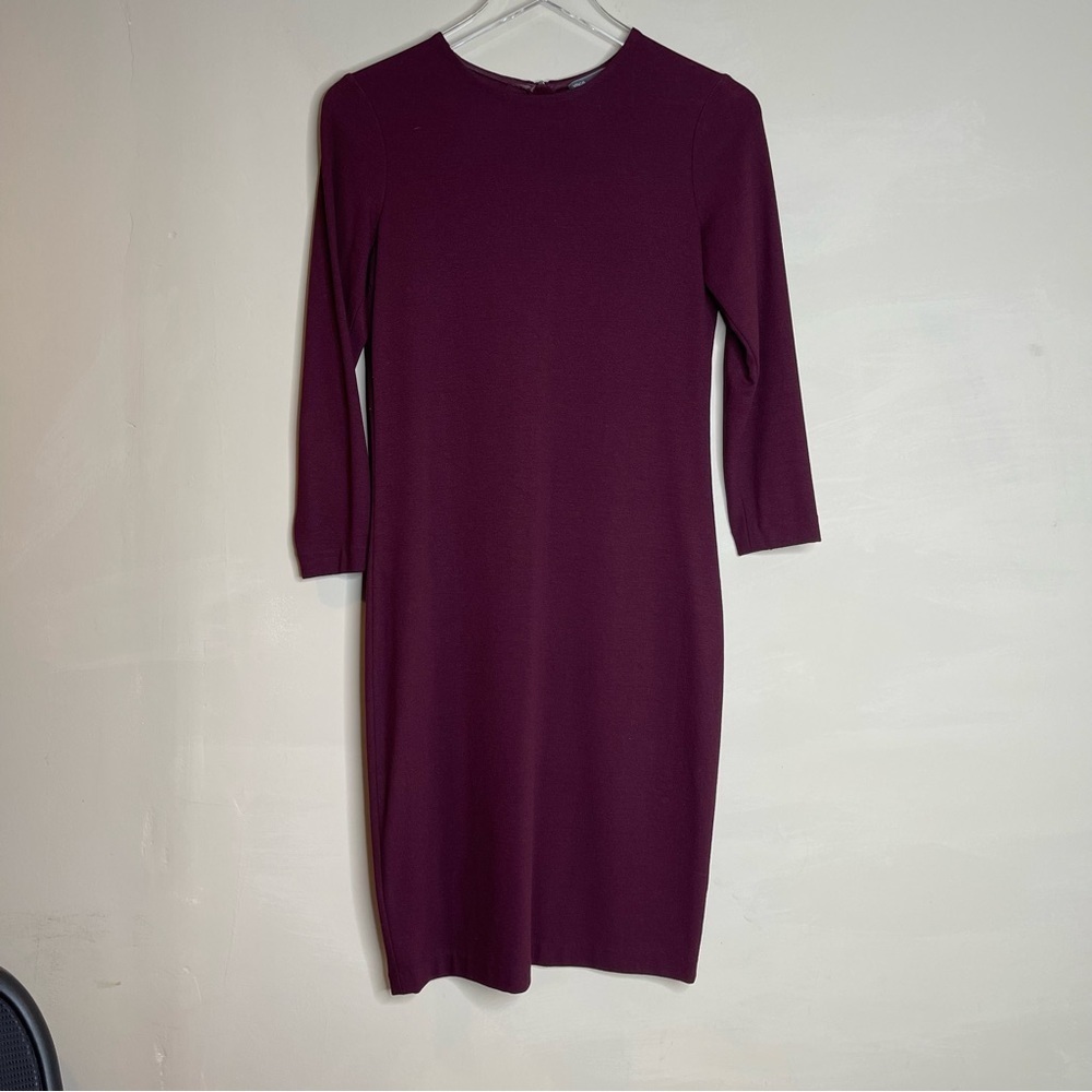 Vince- 3/4 Sleeve Boucle Knee Length Dress Shiraz